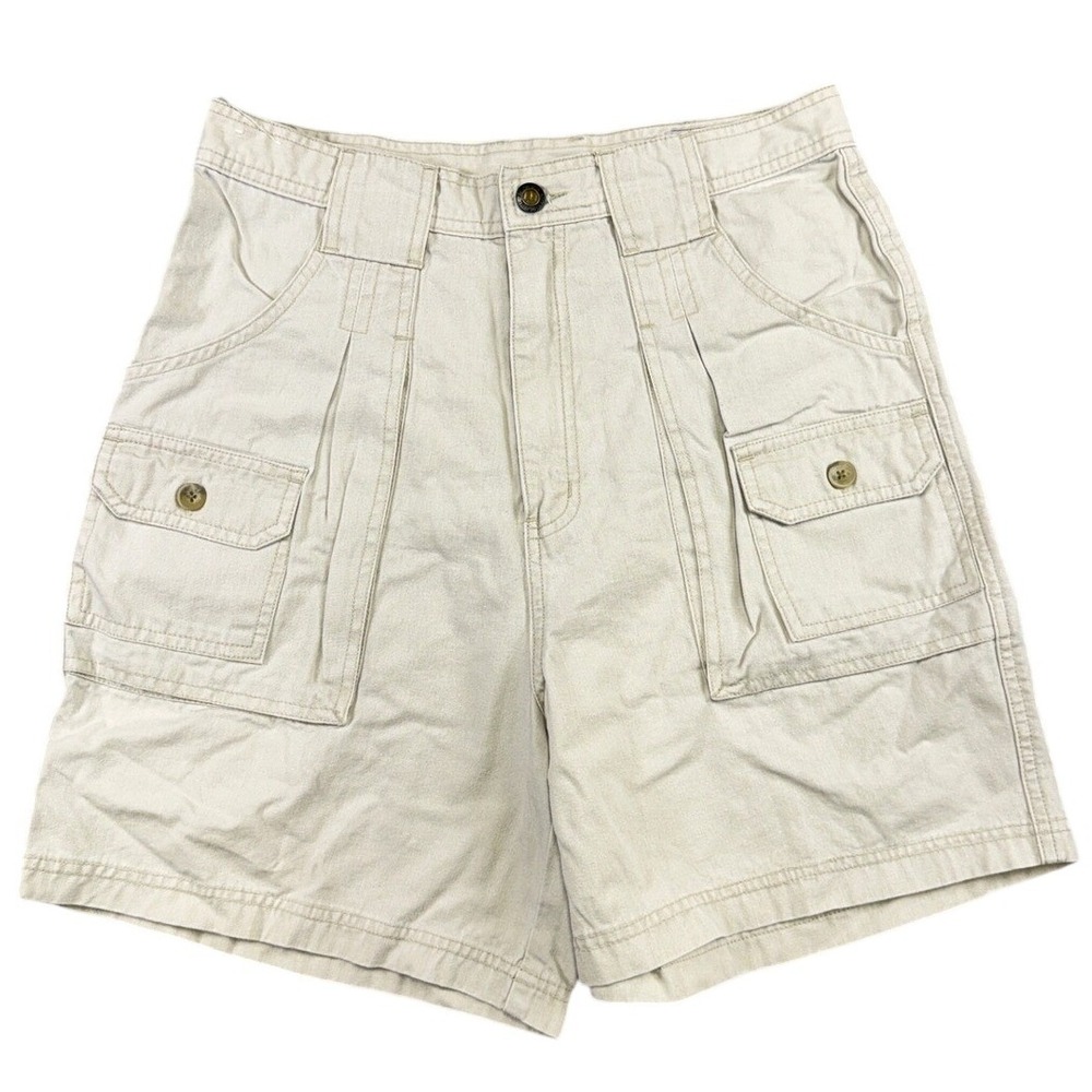 Pacific Crest Vintage 90s Khaki Cotton Cargo Shorts Women 10 Tan Utility High